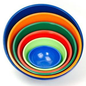 Rainbow Multicolor Plastic Mixing Container Nesting Bowls Red Blue Green Set 6